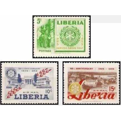 3 عدد تمبر پنجاهمین سالگرد روتاری بین المللی -لیبریا 1955