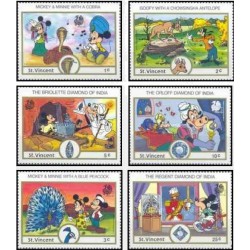 6 رقم از 8 تمبر سری نمایشگاه بین المللی تمبر هند - کاراکترهای والت دیسنی - سنت وینسنت 1989