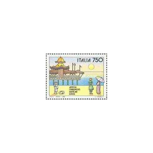 1 عدد تمبر تفرجگاههای ساحلی - ریمینی - ایتالیا 1992