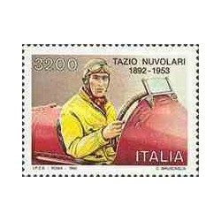 1 عدد تمبر صدمین سال تولد تازیو نولاری - راننده مسابقات اتومبیل رانی - ایتالیا 1992 قیمت 5.3 دلار