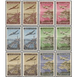 12 عدد  تمبر سری پستی - پست هوایی - یوگوسلاوی 1947