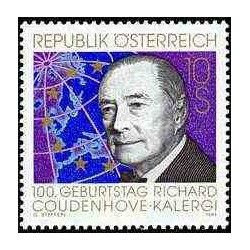 1 عدد تمبر ریچارد فون کودنوف کالرگی - سیاستمدار - اتریش 1994