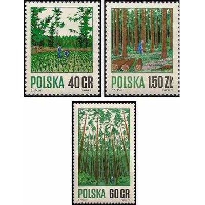 3 عدد تمبر جنگلداری - لهستان 1971