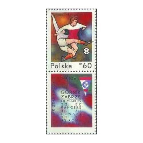 1 عدد تمبر جام برندگان جام فوتبال - منچستر سیتی و گرونیک زابرس لهستان - با تب - لهستان 1970