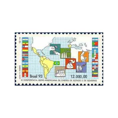 1 عدد تمبر سومین اجلاس سران کشورهای آمریکائی ایبری - سالوادور - برزیل 1993