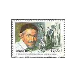 1 عدد تمبر صدمین سال تولد سنت وینسنت پائول - کشیش کاتولیک - برزیل 1982
