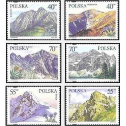 6 عدد تمبر کوهها و گیاهان در پارک ملی تاترا - لهستان 1996