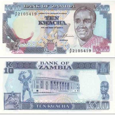 اسکناس 10 کواچا - زامبیا 1991