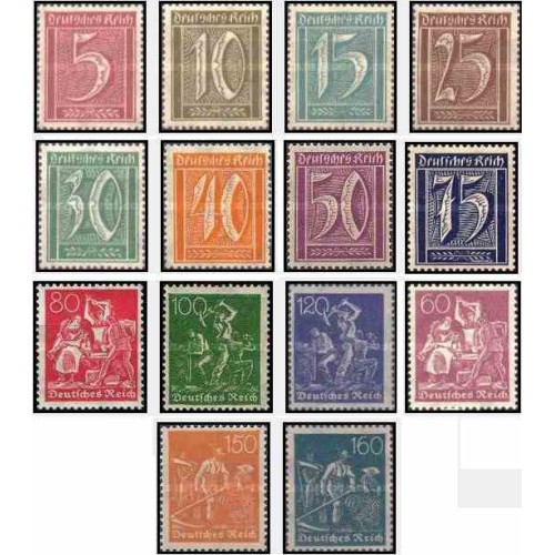 14 عدد تمبر سری پستی - رایش آلمان 1922 قیمت 35 دلار - با شارنیه