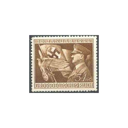 1 عدد تمبر یادبود هیتلر - سری پستی - رایش آلمان 1944 با شارنیه