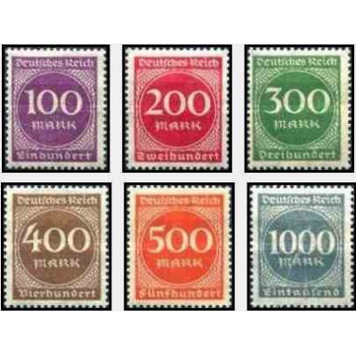 6 عدد تمبر سری پستی- رایش آلمان 1923