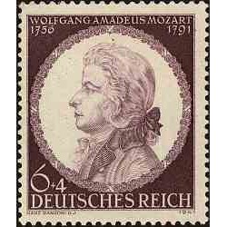1 عدد تمبر یادبود موتسارت - آهنگساز - رایش آلمان 1941