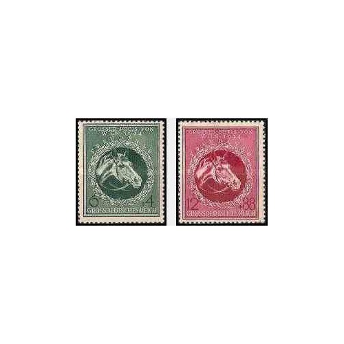 2 عدد تمبر دربی اسبدوانی وین - رایش آلمان 1944