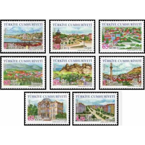 8 عدد تمبر سری پستی استانهای ترکیه - مناظر  - ترکیه 2008 قیمت 8.5 دلار