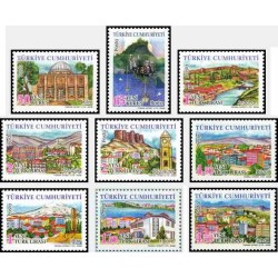 9 عدد تمبر سری پستی استانهای ترکیه - مناظر  - ترکیه 2008 قیمت 16 دلار