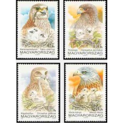4 عدد تمبر پرندگان شکاری - مجارستان 1992