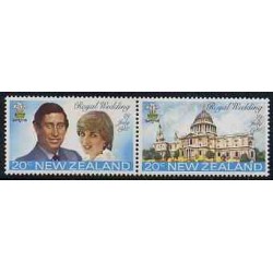 2 عدد تمبر ازدواج سلطنتی - چارلز و دایانا - نیوزلند 1981
