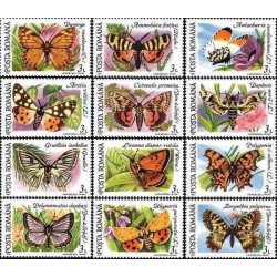 12 عدد تمبر پروانه ها  و بیدها- رومانی 1991 جدا شده از شیت