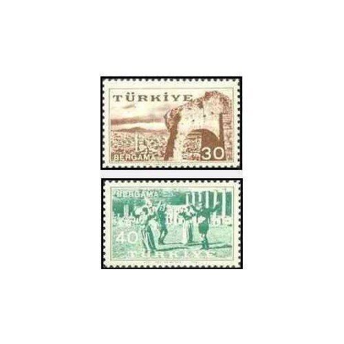 2 عدد تمبر نمایشگاه برگاما - ترکیه 1957 2 عدد تمبر نمایشگاه برگاما - ترکیه 1957