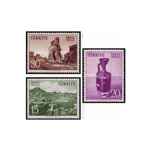 3 عدد تمبر یادبود تروی - اسب تروآ - ترکیه 1956