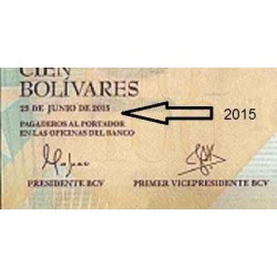 اسکناس 100 بولیوار - ونزوئلا 2015 تایخ 23.06.2015