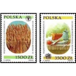 2 عدد تمبر کنفرانس بین المللی غذا در رم - لهستان 1992
