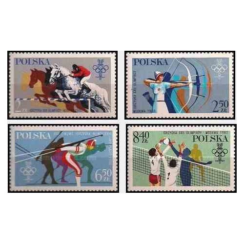4 عدد تمبر بازیهای المپیک زمستانی و تابستانی - لیک پلاسید - آمریکا و شوروی - لهستان 1980 4 عدد تمبر بازیهای المپیک زمستانی و تابستانی - لیک پلاسید - آمریکا و شوروی - لهستان 1980