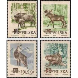 4 عدد تمبر حیوانات حفاظت شده جنگل و کوهستان - لهستان 1954