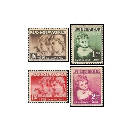 4 عدد  تمبر موسسه خیریه کودکان - یوگوسلاوی 1938
