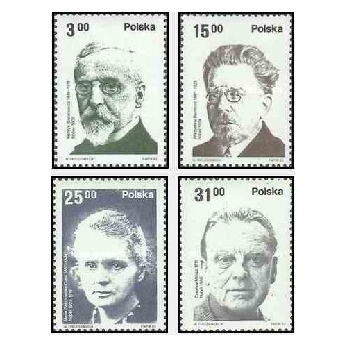 4 عدد تمبر برندگان لهستانی جایزه نوبل - ماری کوری ... - لهستان 1982