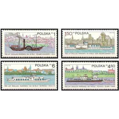 4 عدد تمبر 150مین سال کشتیرانی بخار روی رود ویستولا - لهستان 1979