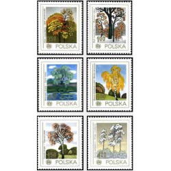 6 عدد تمبر حفاظت از طبیعت - درختان - نقاشی - لهستان 1978