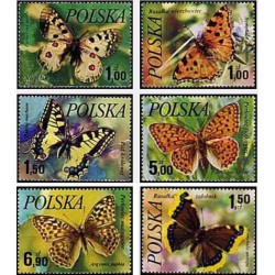 6 عدد تمبر پروانه ها - لهستان 1977