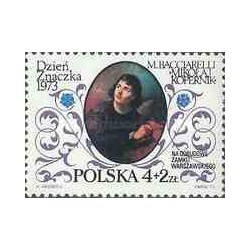 1 عدد تمبر روز تمبر - نیکلاس کوپرنیک - سورشارژ بنفع بازسازی قلعه سلطنتی ورشو - لهستان 1973