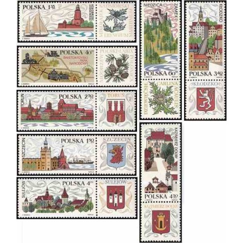 8 عدد تمبر توریسم - با تب - لهستان 1969