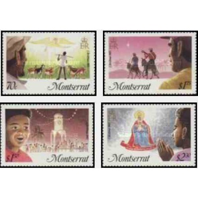 4 عدد تمبر کریستمس - مونتسرت 1985