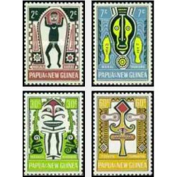 4 عدد تمبر فولکلور - هنر الما - پاپوا گینه نو 1966