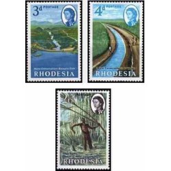 3 عدد تمبر حفاظت از آب - زئیر - رودزیا 1965