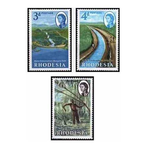 3 عدد تمبر حفاظت از آب - زئیر - رودزیا 1965