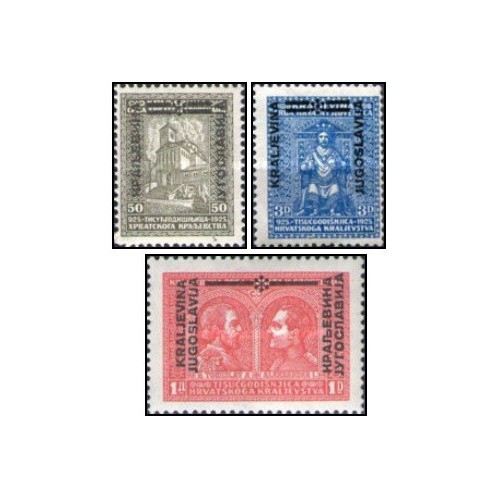 3 عدد  تمبر سورشارژ روی تمبرهای شماره 242-244 سال 1929 - یوگوسلاوی 1931