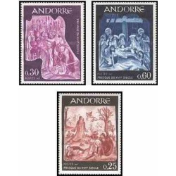 3 عدد تمبر نقاشیهای آبرنگ روی گچ -فرانسه آندورا 1967