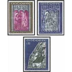 3 عدد تمبر نقاشیهای آبرنگ روی گچ -فرانسه آندورا 1972