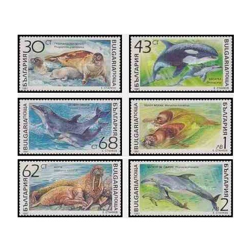 6 عدد تمبر پستانداران دریائی - بلغارستان 1991