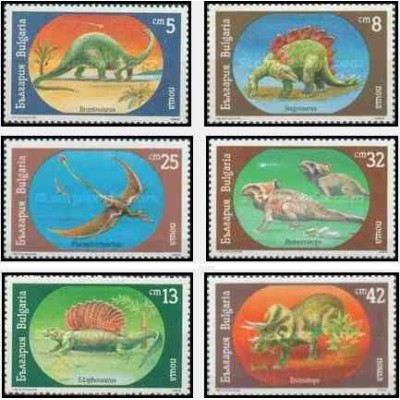 6 عدد تمبر جانداران ماقبل تاریخ - دایناسورها - بلغارستان 1990