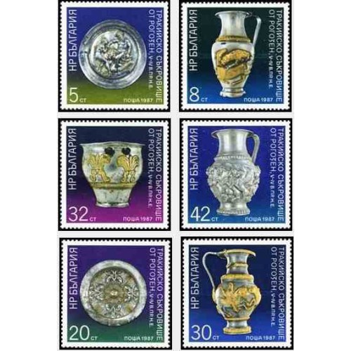 6 عدد تمبر اشیا هنری گنجینه روگزن - بلغارستان 1987