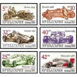 6 عدد تمبرماشینهای مسابقه - بلغارستان 1986