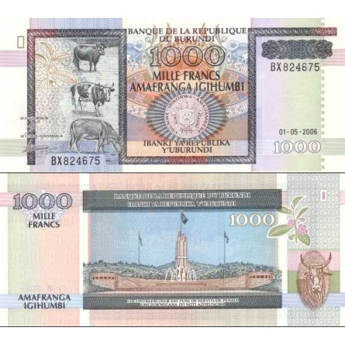 اسکناس 1000 فرانک - بروندی 2006 سفارشی اسکناس 1000 فرانک - بروندی 2006 سفارشی