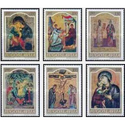 6 عدد تمبر شمایل های قرون وسطی - تابلو نقاشی - یوگوسلاوی 1968   