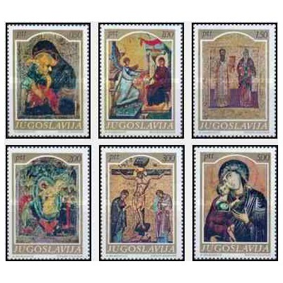 6 عدد تمبر شمایل های قرون وسطی - تابلو نقاشی - یوگوسلاوی 1968   