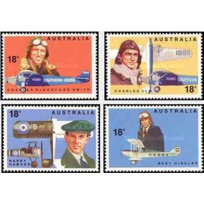 4 عدد تمبر 50مین سالگرد اولین پرواز بر فراز اقیانوس آرام - استرالیا 1978